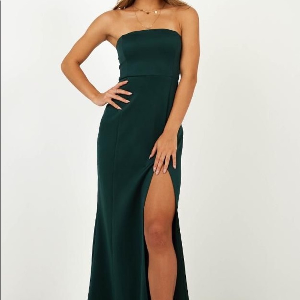 Showpo Strapless Forest Green Maxi Dress